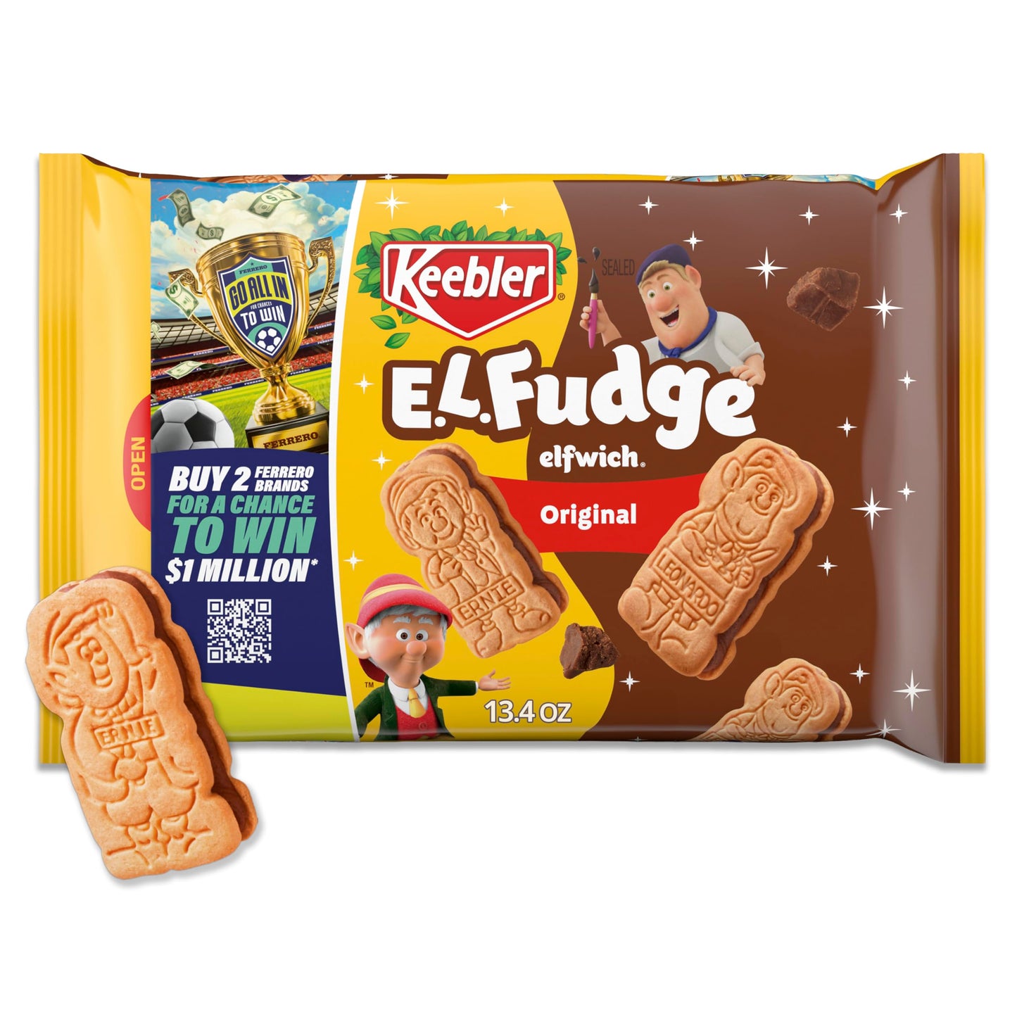 Keebler E.L. Fudge Elfwich Cookies, Sandwich Cookies Stuffed with Crème Filling, 13.4 oz