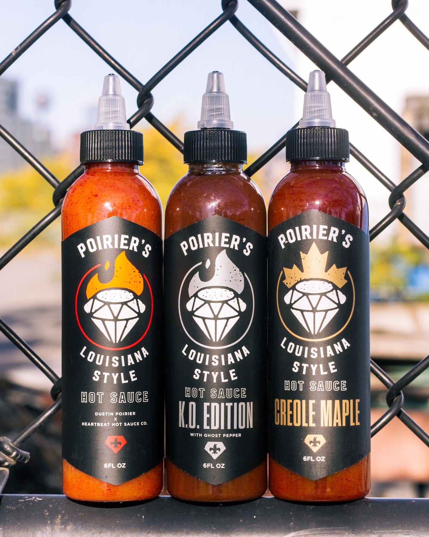 Heatonist Dustin Poirier's Louisiana Style Hot Sauce Trio: Poirier's Creole Maple, KO Edition and Traditional - Official Hot Sauce of UFC