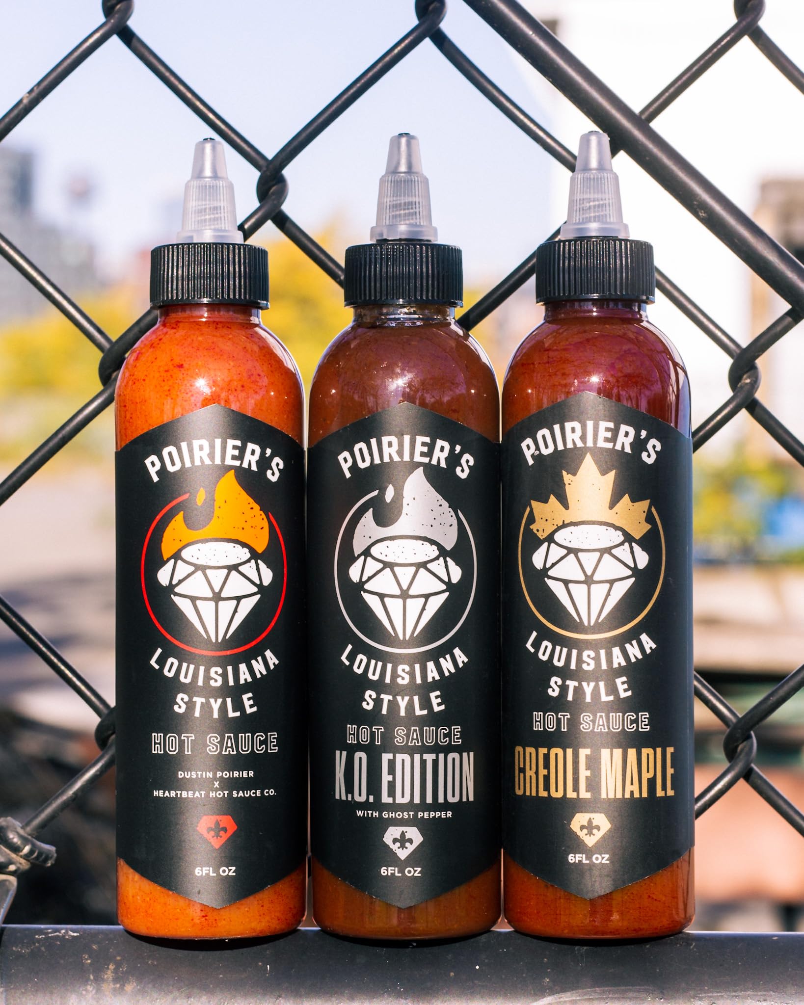 Heatonist Dustin Poirier's Louisiana Style Hot Sauce Trio: Poirier's Creole Maple, KO Edition and Traditional - Official Hot Sauce of UFC