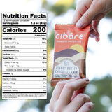 Cibare Plant-Based Energy Bar - Powered by 1 Billion Probiotics, Gluten-Free, Vegan Fruit Snack, No Added Sugar, Soy-Free, Peanut Butter Chocolate