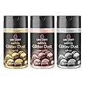 Cake Craft Edible Glitter Dust 3-Pack | 100% Edible Food-Safe Glitter for Cakes, Cupcakes, Cocktails & Desserts | Gold, Silver, Rose Gold