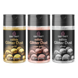 Cake Craft Edible Glitter Dust 3-Pack | 100% Edible Food-Safe Glitter for Cakes, Cupcakes, Cocktails & Desserts | Gold, Silver, Rose Gold