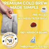 Sarasota Coffee 1905 Cold Brew Coffee Bags | Breakfast Blend Blonde-Medium Roast | 100% Arabica | Smooth & Low Acid | Ground Pouches | Cold Brew Kit