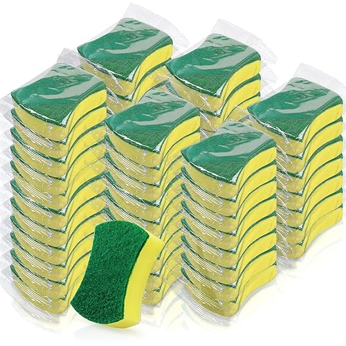 (56 Pack) Kheoxusa Individually Wrapped Sponges,Sponges Individually Wrapped,Individually Wrapped Sponges Bulk Packed for Cleaning Dishes Kitchen