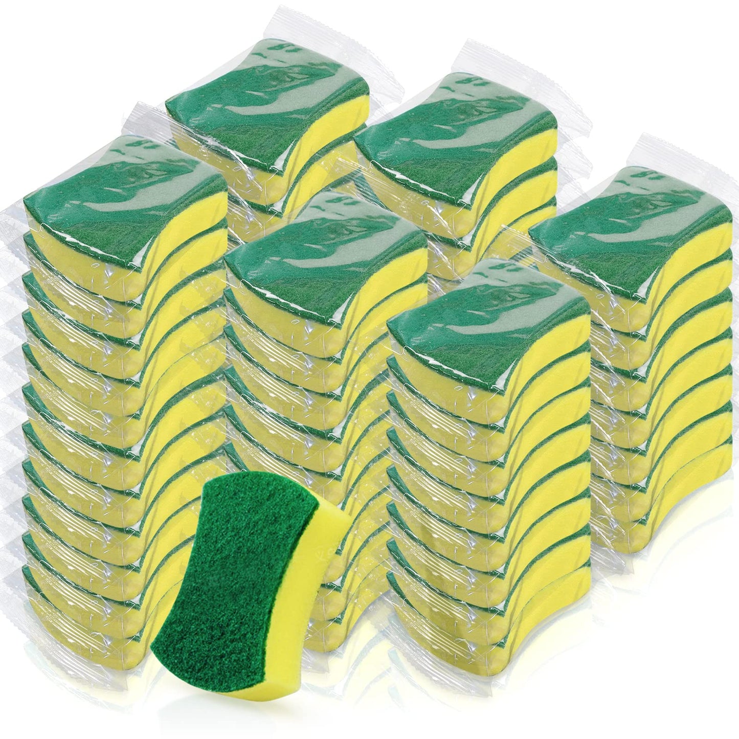(56 Pack) Kheoxusa Individually Wrapped Sponges,Sponges Individually Wrapped,Individually Wrapped Sponges Bulk Packed for Cleaning Dishes Kitchen
