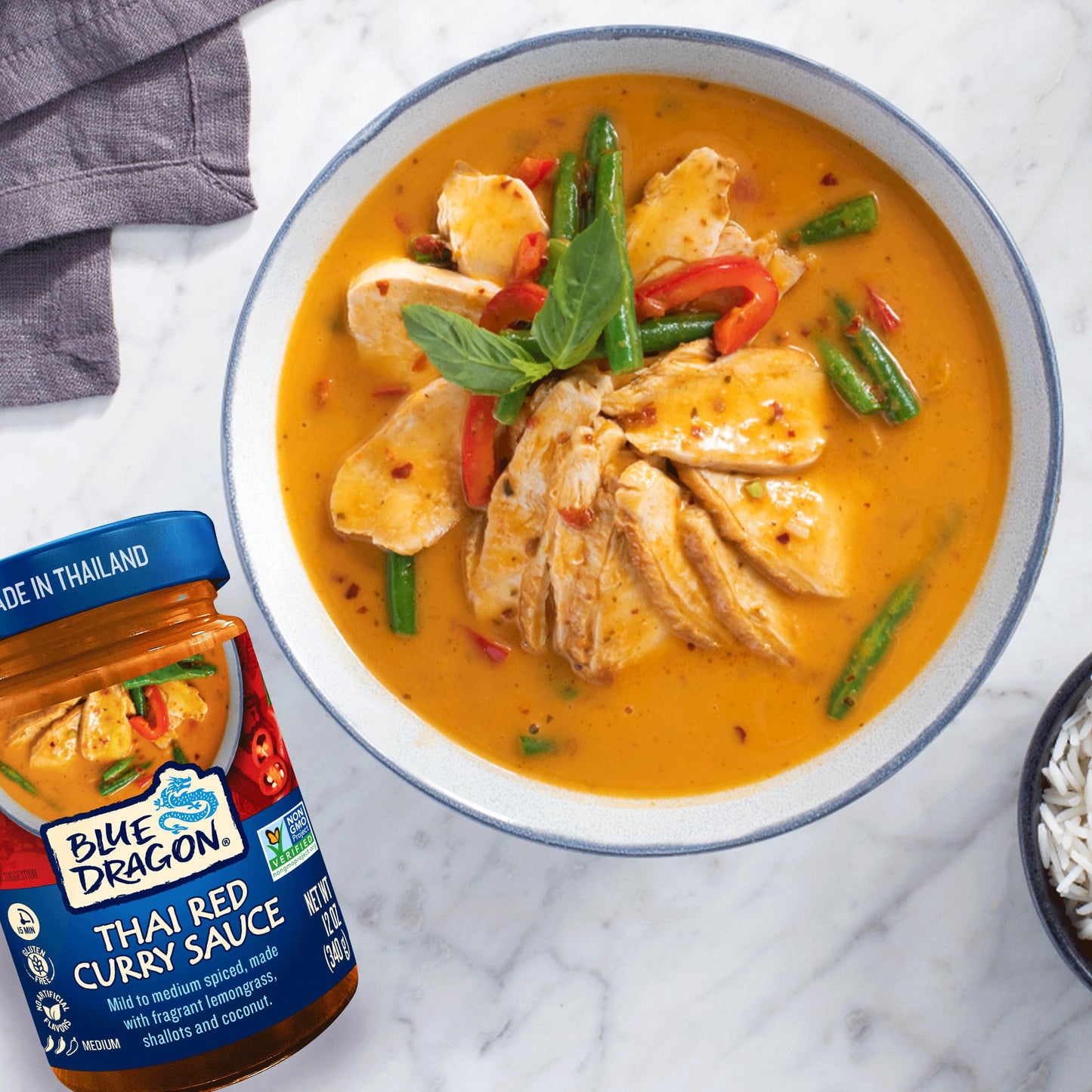 Blue Dragon Thai Red Curry Sauce - 12oz Jar (Pack of 2) - Mild/Medium Spiced Red Curry Simmer Sauce made w/Lemongrass, Shallots & Coconut Pulp