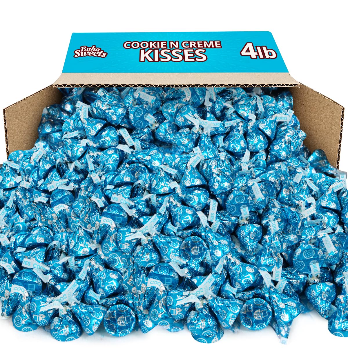 Cookies & Cream Kisses Bulk Pack 4 Pound (Approx 400 Pieces) Individually Wrapped White Chocolate Cookies n Cream Candies For Parties, Special Events