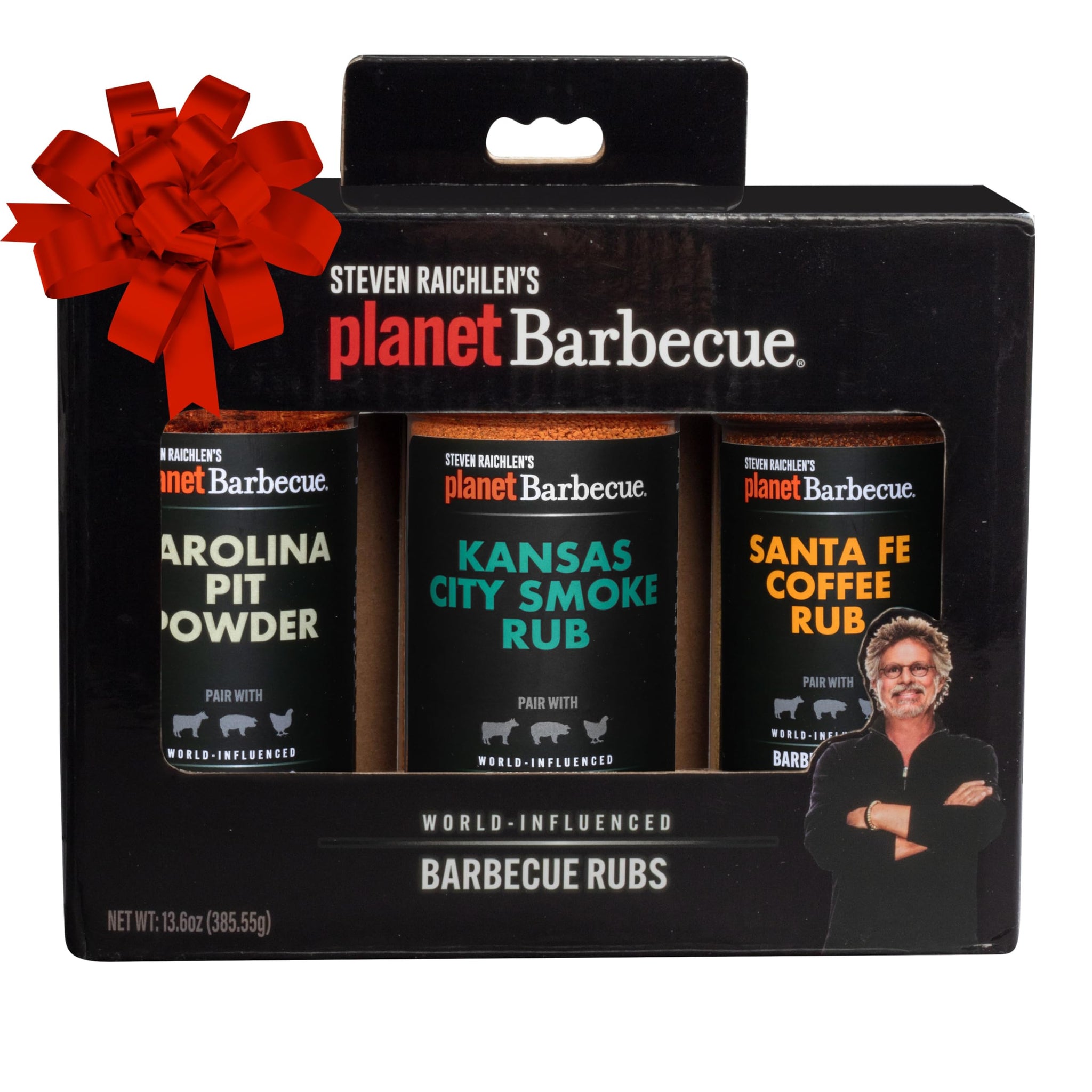 Steven Raichlen's Planet Barbecue Gourmet BBQ Rubs & Spices 3 Pack Gift Box - Grill Seasonings with USA Inspired Flavors - Grilling Gift for Fathers