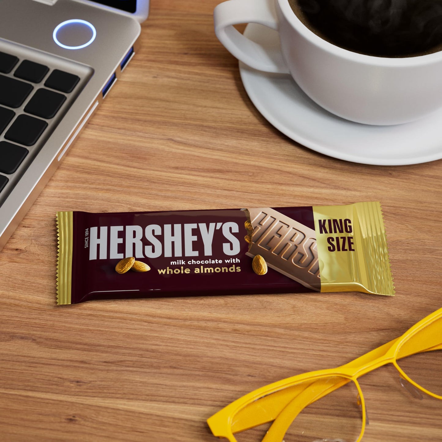 HERSHEY'S Milk Chocolate with Whole Almonds Candy Bars, 2.6 oz (18 Count)