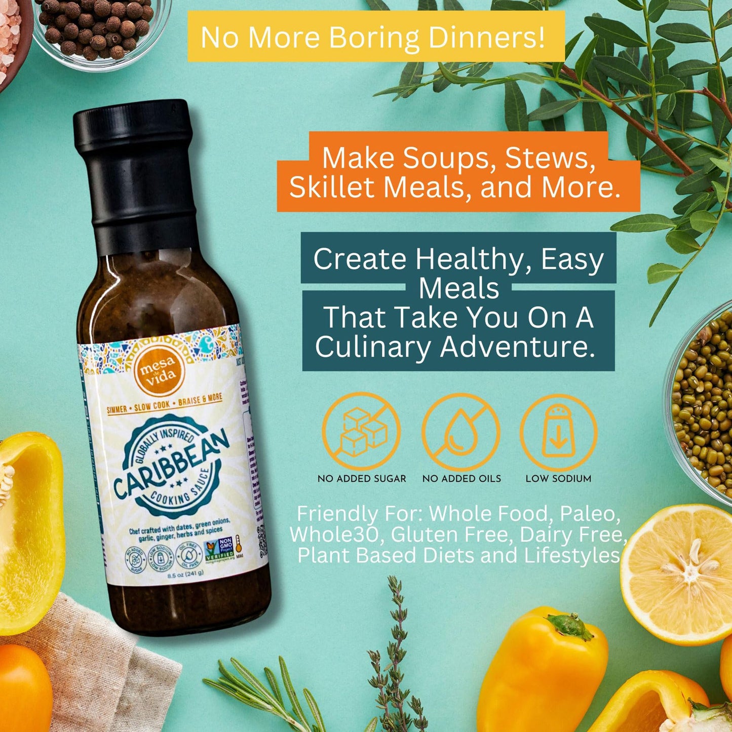 Mesa de Vida Caribbean Cooking Sauce, 8.5 OZ