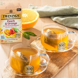 Twinings Peach & Orange Herbal Tea 2-Pack (20 Tea Bags Ea) - Naturally Caffeine-Free Sweet & Juicy Tea + Reusable Tea Bag Holder