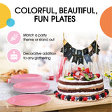 Party Solids Exquisite Light Blue & Pink Mixed Paper Plates - 7" & 9", 200 Pack (100 each), 350 GSM
