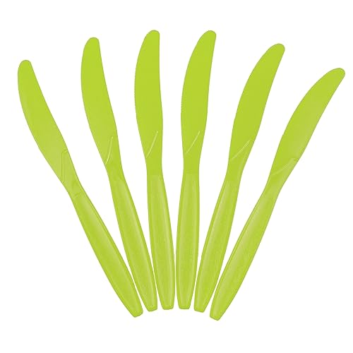 JAM Paper Big Party Pack of Premium Plastic Knives - Lime Green - 100 Disposable Knives/Box