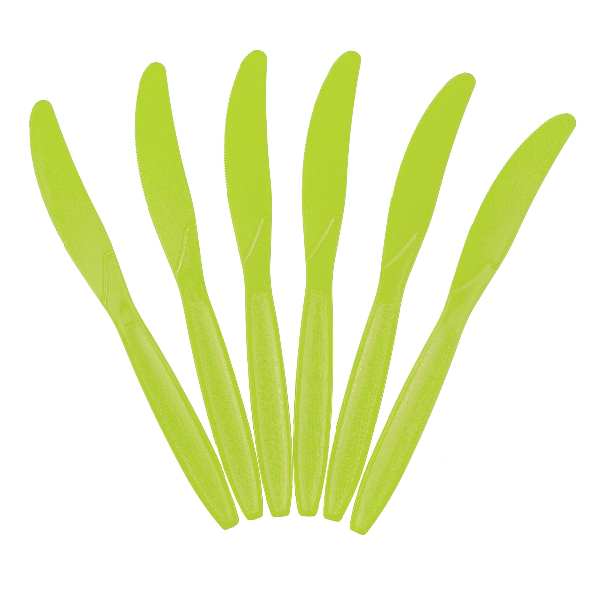 JAM Paper Big Party Pack of Premium Plastic Knives - Lime Green - 100 Disposable Knives/Box
