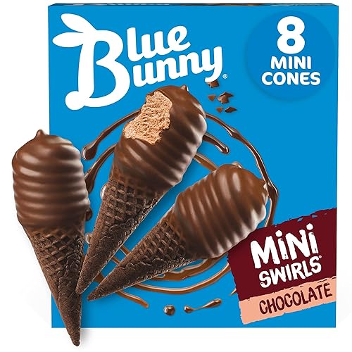 Blue Bunny, Mini Swirls Cones, Chocolate, 22.5 oz (Frozen)