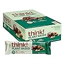 think! Vegan/Plant Based High Protein Bars - Sea Salt Almond Chocolate, 13g Protein, 5g Sugar, No Artificial Sweeteners, Non GMO Project Verified, 10