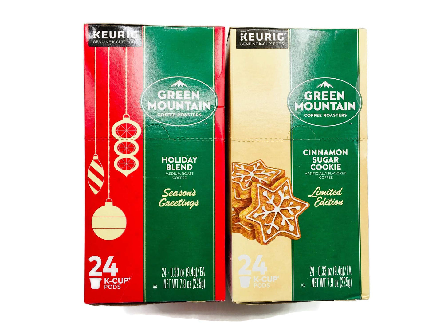 Cinnamon Sugar Cookie and Holiday Blend K-Cups Coffee Variety Pack of 2 Boxes - 24 Ct Each, 48 Ct Keurig Single Serve KCup Pods Total - Limited