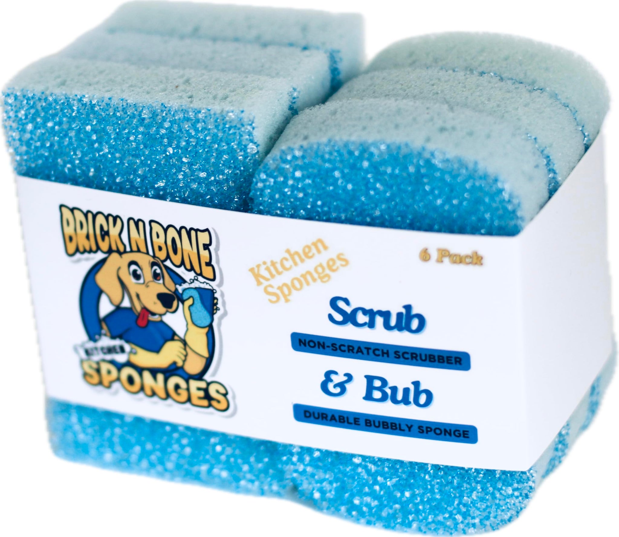 on-Scratch Kitchen Scrub Sponge - 6 Pack - Multi-Purpose Cleaning Sponge, Dish Washing Scrubber Sponge, Household Cleaning Sponges, Bathroom