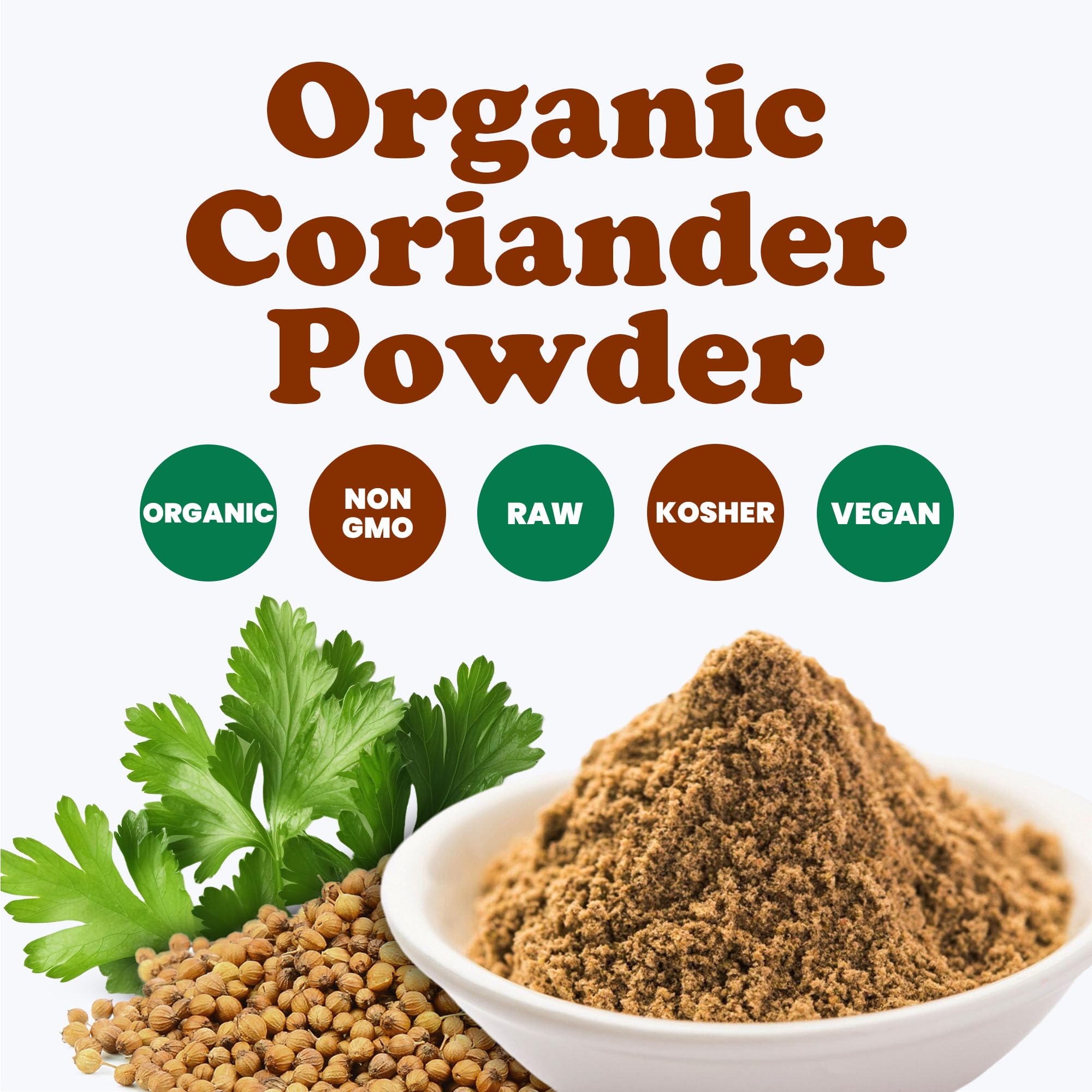 Food to Live Organic Coriander Powder, 12 Pounds - Freshly Ground, Pure, Natural Spice for Cooking, Baking and Seasoning, Non-GMO, Vegan, Kosher, Bulk