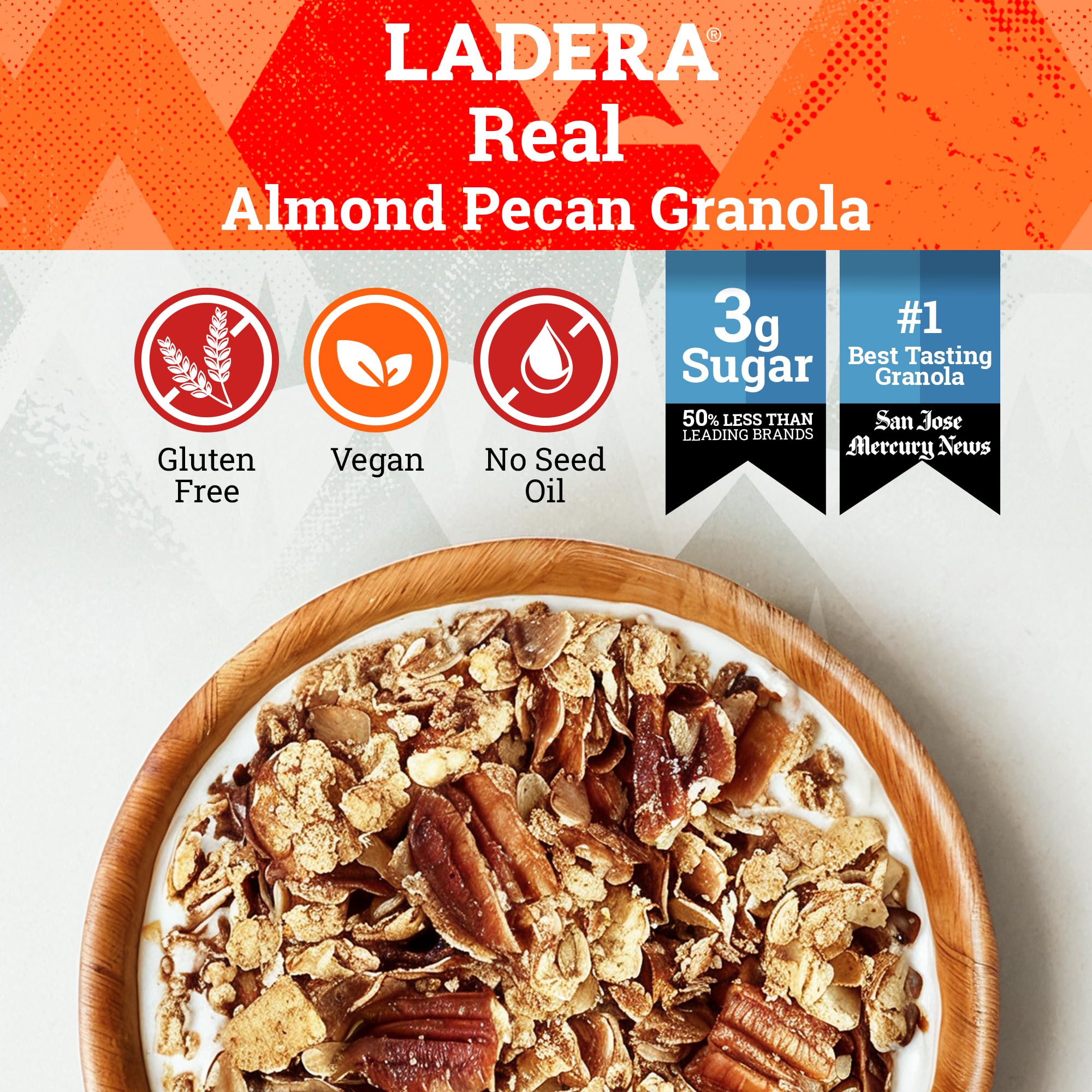 Ladera Almond Pecan Granola - Low Sugar Artisanal Breakfast Cereal, Gluten Free & Vegan, Honest Ingredients, 20 LB