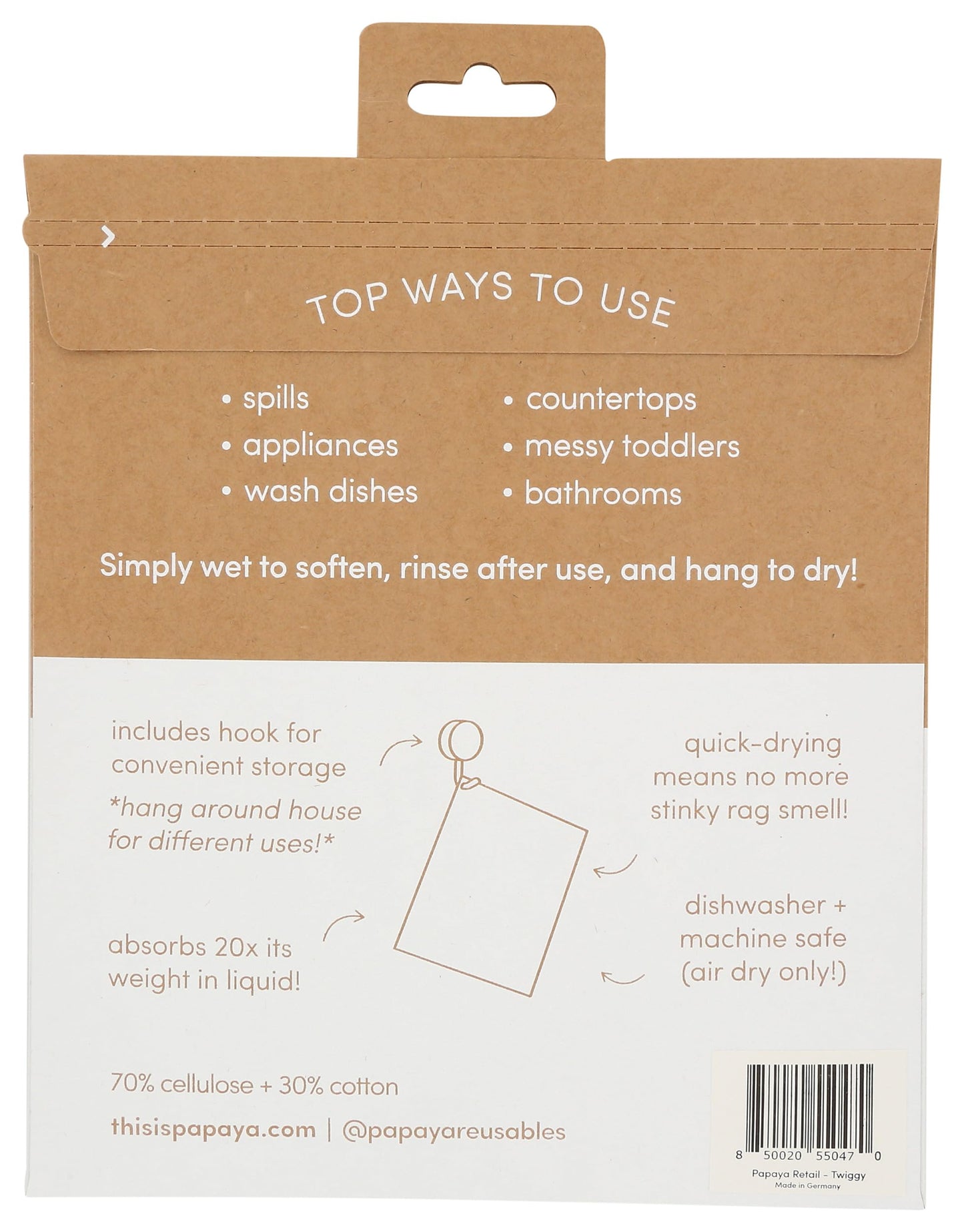 Papaya. Call Me Twiggy Reusable Paper Towels 2 Count, 2 CT