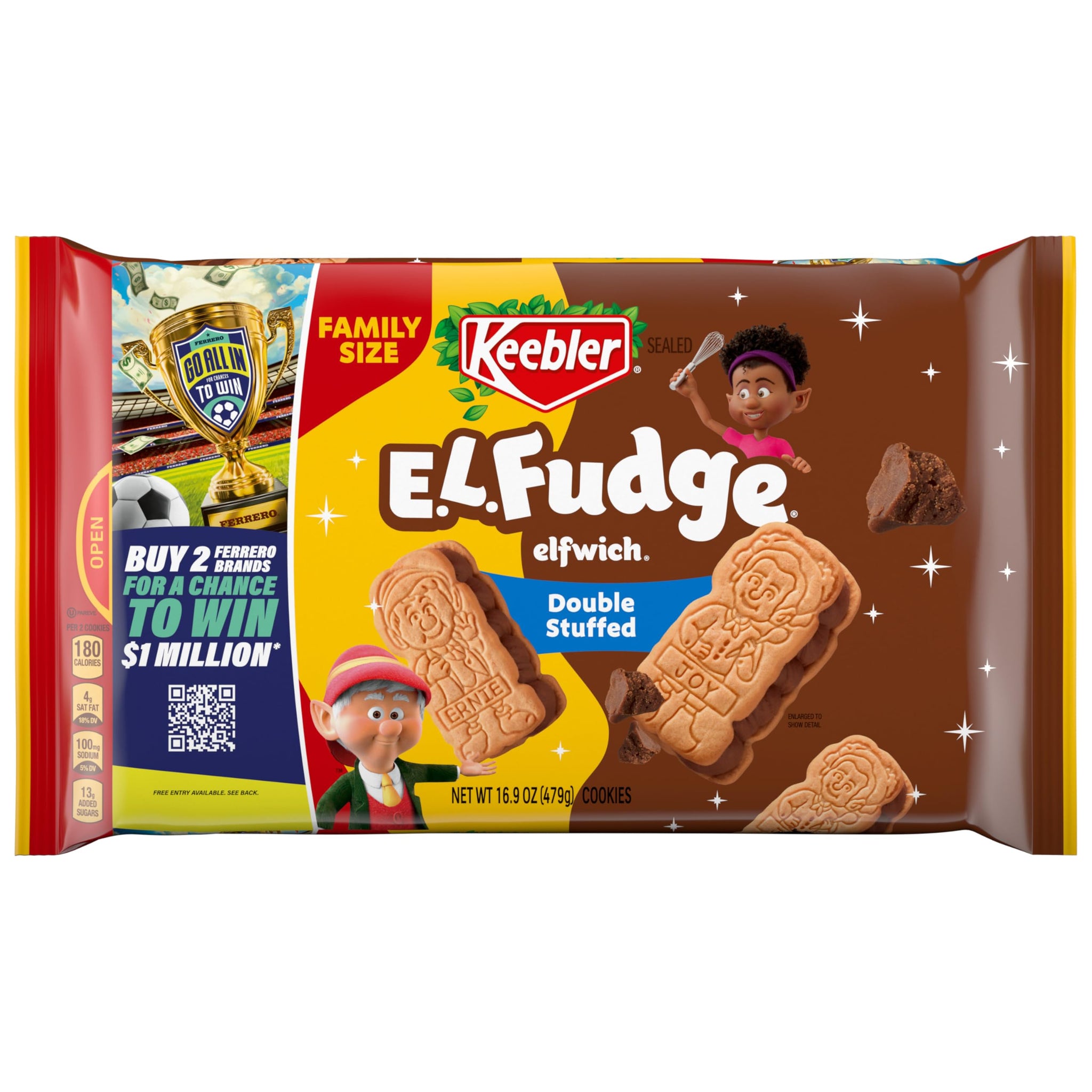 Keebler E.L. Fudge Double Stuffed Elfwich Cookies Family Size 16.9 oz