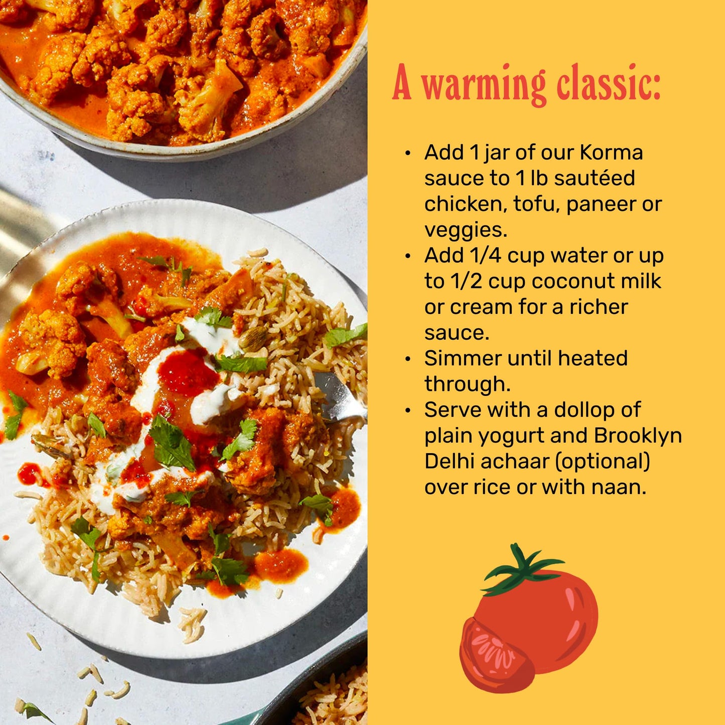 Brooklyn Delhi - Coconut Cashew Korma - Indian Simmer Sauce with Cashew Cream and Warming Spices - Mild Enough for a Kid, Flavorful for a Foodie