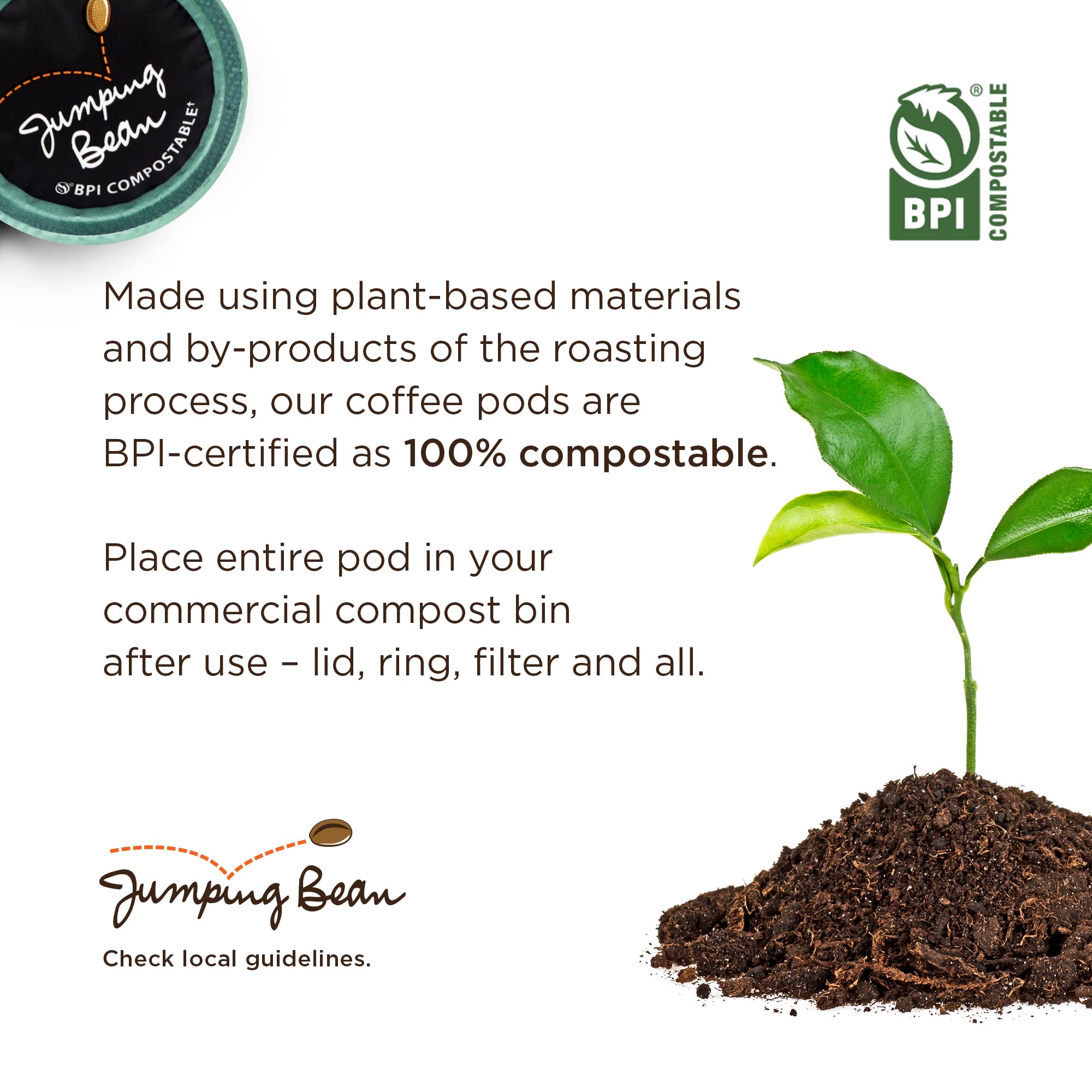 Jumping Bean Newfoundland Screech, Rum Flavoured 100% Compostable Coffee Pods 20ct Individually Wrapped, Imported from Canada
