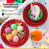 Jubi 211pcs Shiny Red Plates and Napkins Party Supplies for 30 Guests - Shiny Red Party Plates, Cups, Cutleries, and Napkins Set with Tablecloth