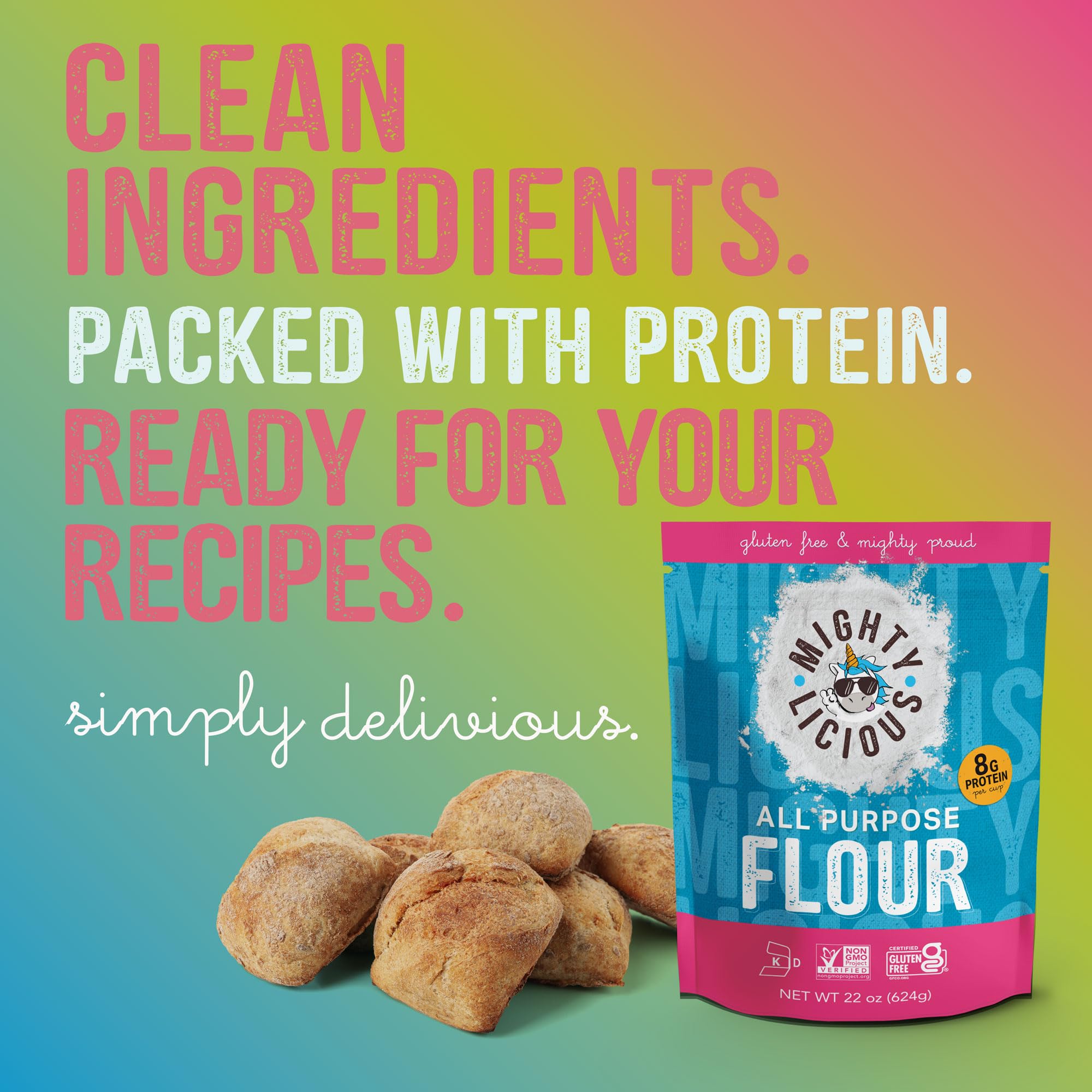 MIGHTYLICIOUS Gluten-Free All-Purpose Flour, Superfine Rice Flour, Non-GMO, Allergen-Friendly Baking Flour, Ideal for Cakes, Bread, Muffins & Cooking