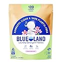 BLUELAND Laundry Detergent Tablets, 120 Count, Spring Bloom Scent, Plastic-Free Eco-Friendly Pods, Sheets, Liquid Alternative - Safe for Sensitive