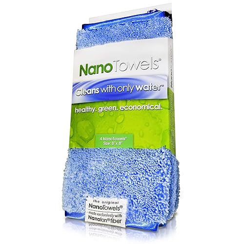 Life Miracle Nano Towels - Amazing Eco Fabric That Cleans Virtually Any Surface with Only Water. No More Paper Towels Or Toxic Chemicals. 4-Pack (8x8