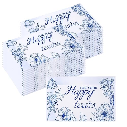 100 Packs Happy Tears Tissues for Wedding,3 Ply Wedding Tissues for Wedding Favors,Bulk Individual Tissues Packs for Wedding Welcome Bag