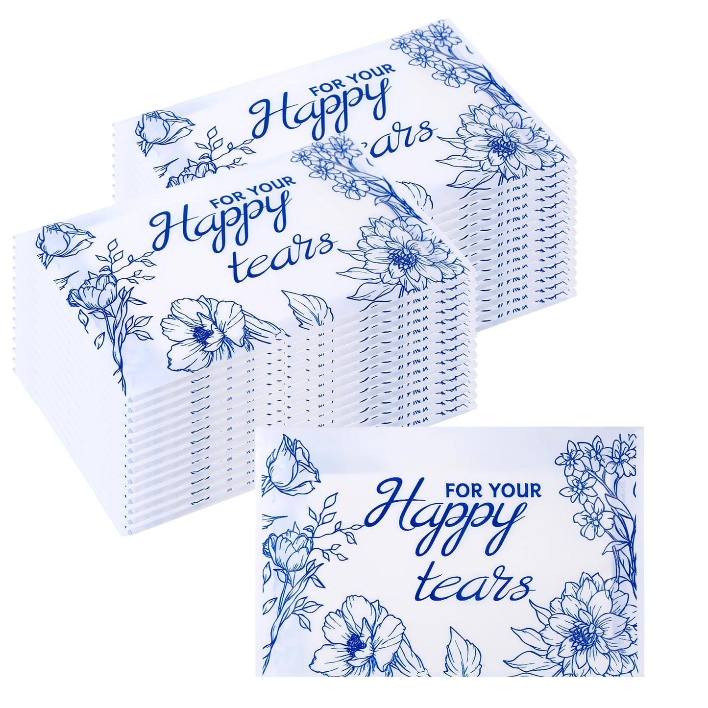 100 Packs Happy Tears Tissues for Wedding,3 Ply Wedding Tissues for Wedding Favors,Bulk Individual Tissues Packs for Wedding Welcome Bag