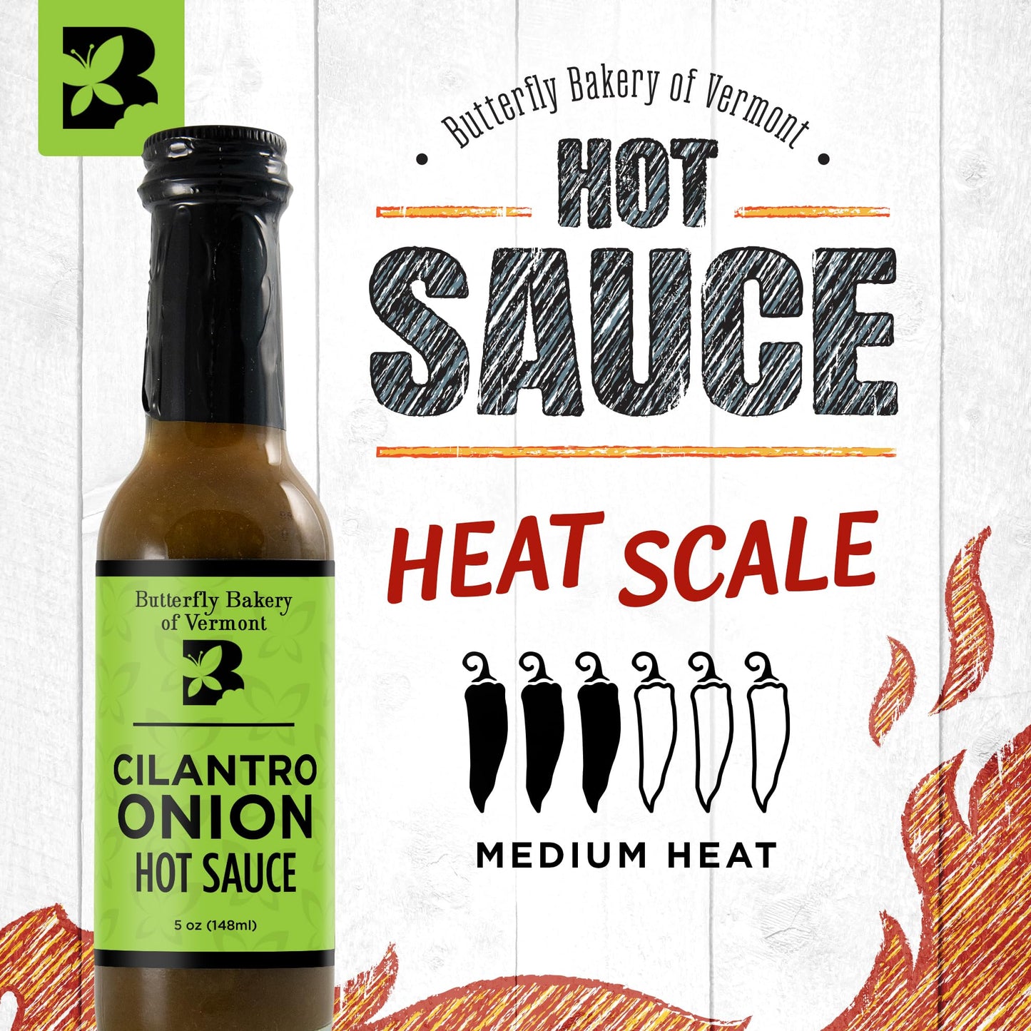 Butterfly Bakery of Vermont Cilantro Onion Hot Sauce, 5 fl oz