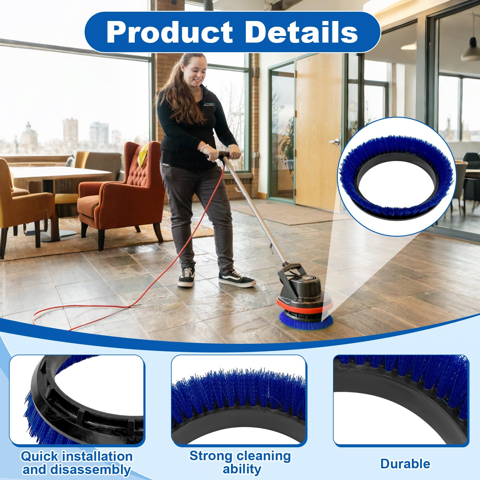 Commercial 237058 Nylon Carpet Polypropylene Scrub Orbiter Brush, 12" Diameter, for ORB550MC Orbiter Floor Machine, Blue