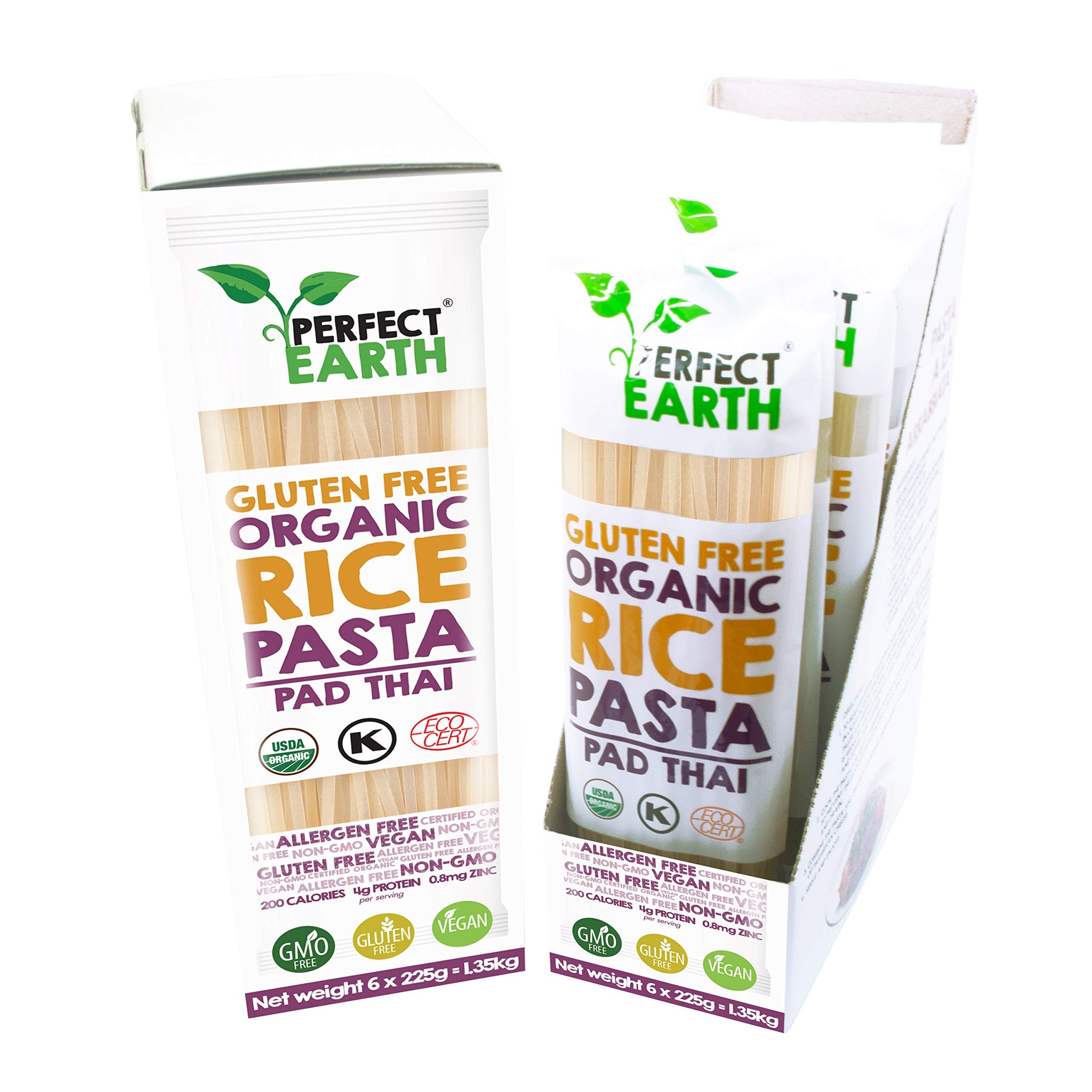 Perfect Earth Pad Thai Rice Pasta Noodles - Certified Organic, Gluten-Free, Vegan, Keto, and Allergen-Free Pad Thai Rice Noodles- For Healthy