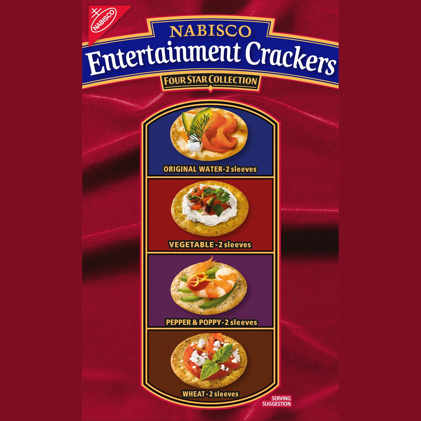 Nabisco Entertainment Crackers Variety Pack, Original Water, Vegetable, Pepper & Poppy, Wheat, 8 Individual Sleeves, 2 lb 8 oz
