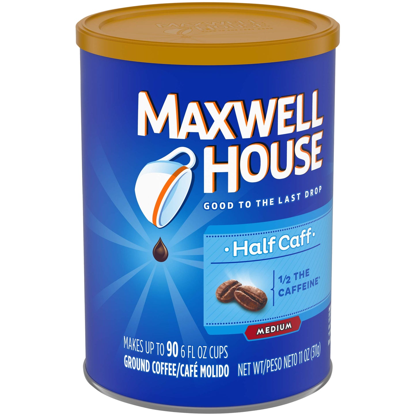 Maxwell House Half Caff Medium Roast Ground Coffee (11 oz Canister)