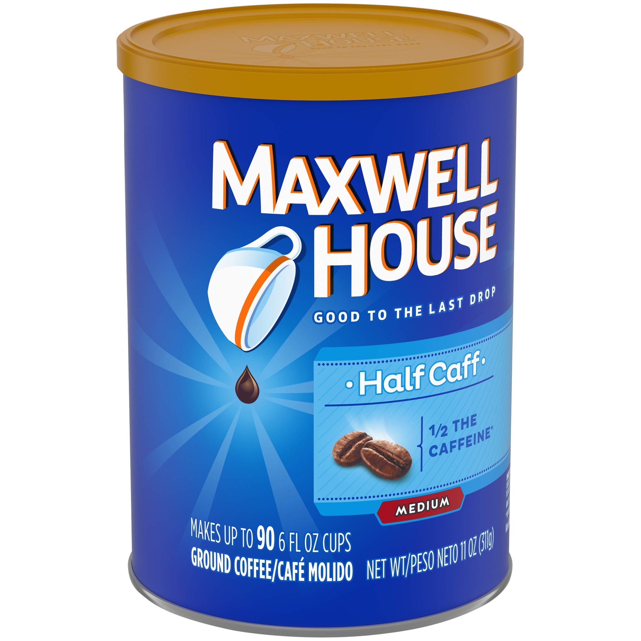 Maxwell House Half Caff Medium Roast Ground Coffee (11 oz Canister)