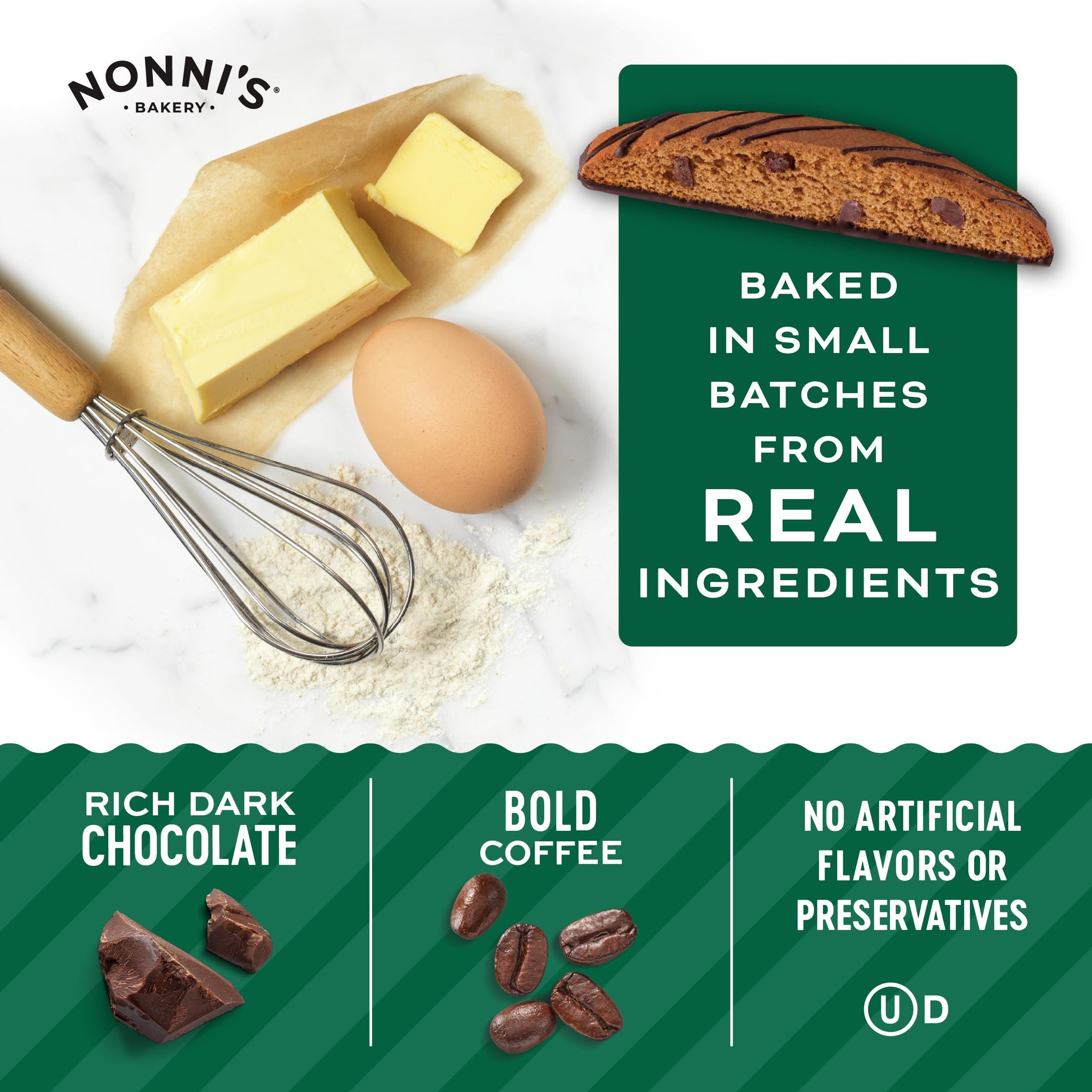 Nonni's Espresso Chocolate Chip Biscotti Cookies - Espresso Chocolate Chip Cookies - Biscotti Italian Cookies w/Dark Chocolate - Italian Biscotti