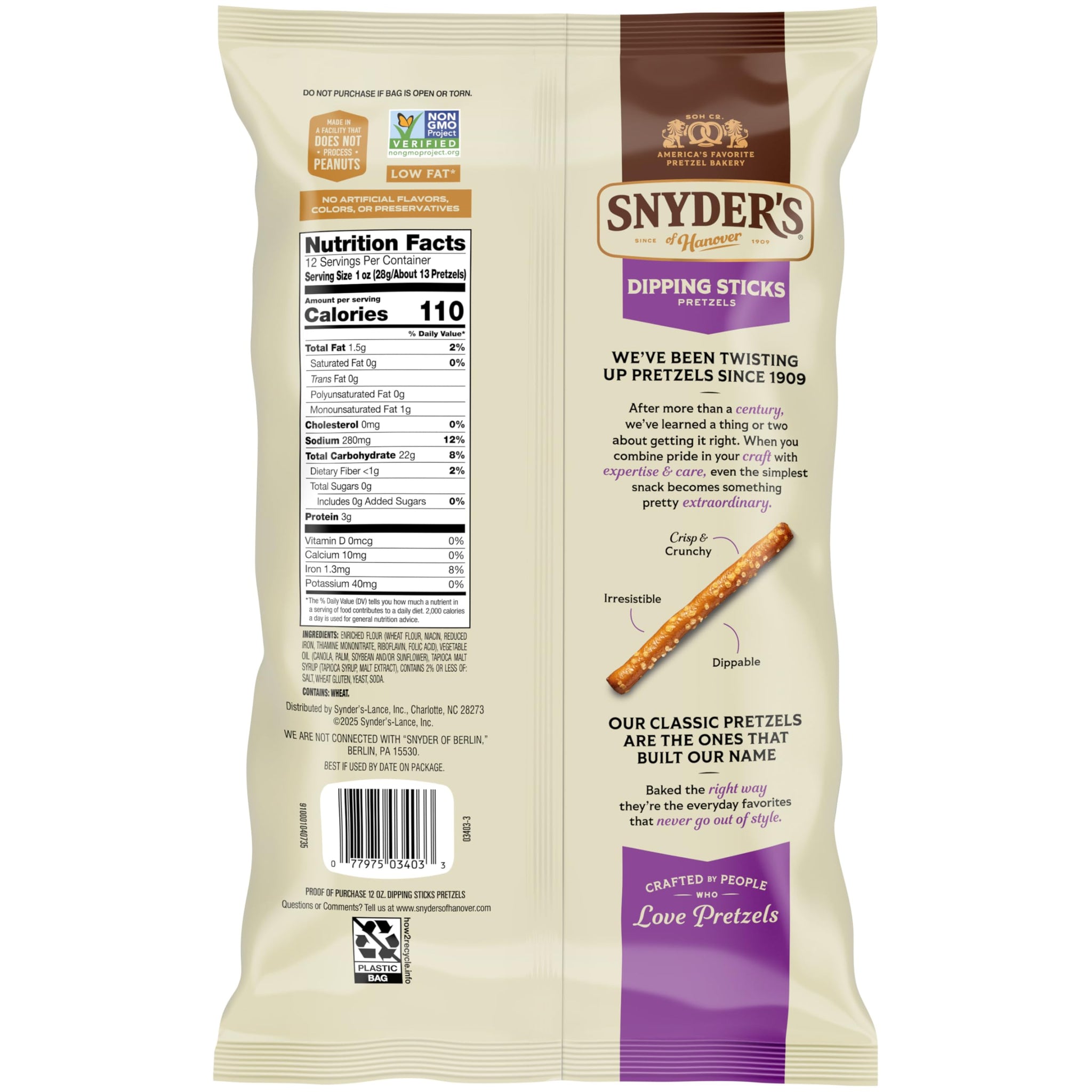 Snyder's of Hanover, Pretzel Dipping Sticks, 12 Oz Bag