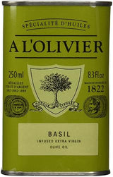 A L'Olivier Olive Oil Infused with Basil, 8.3 Ounce Tin
