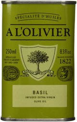 A L'Olivier Olive Oil Infused with Basil, 8.3 Ounce Tin
