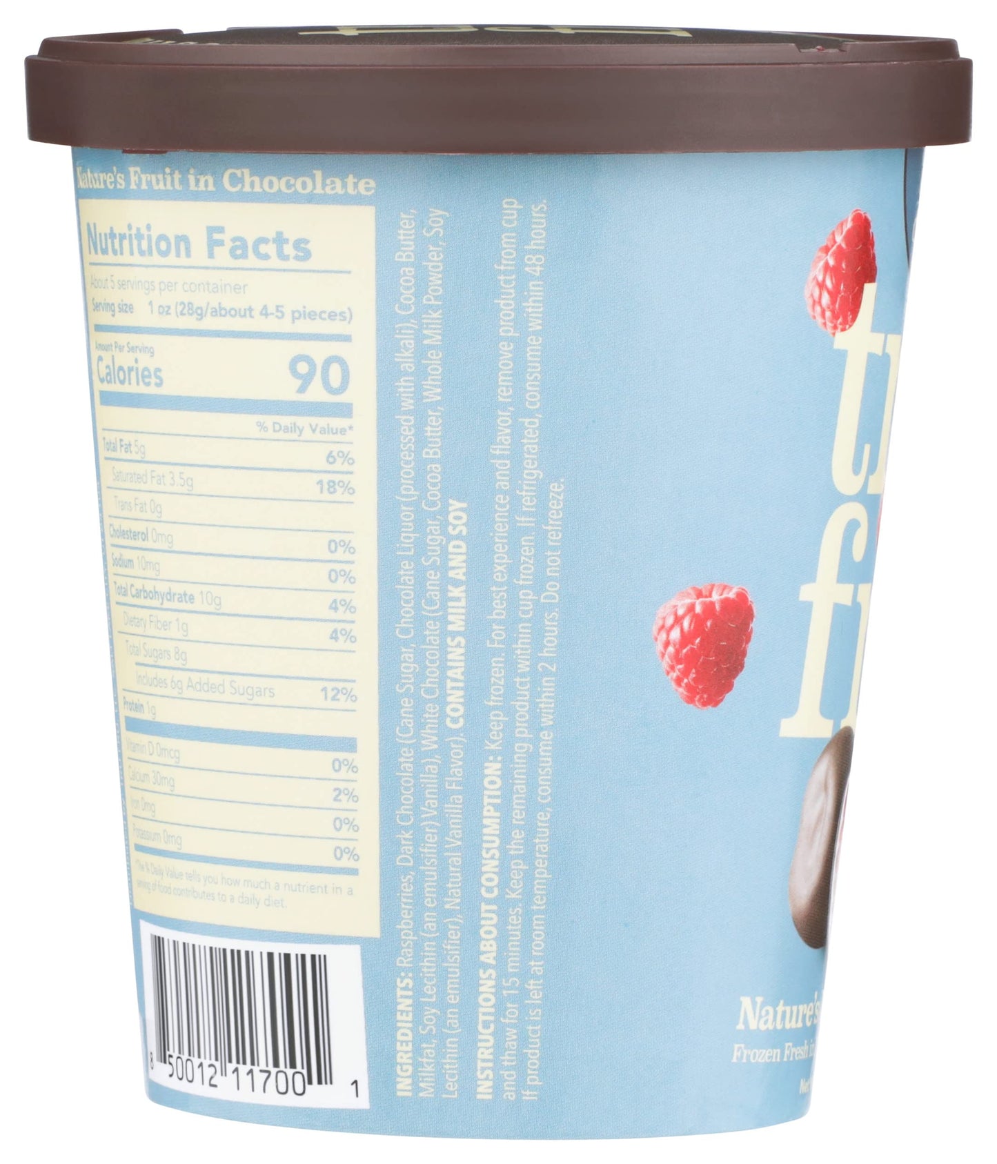 Tru Fru, Nature's Raspberries Frozen In White And Dark Chocolate, 5 Ounce