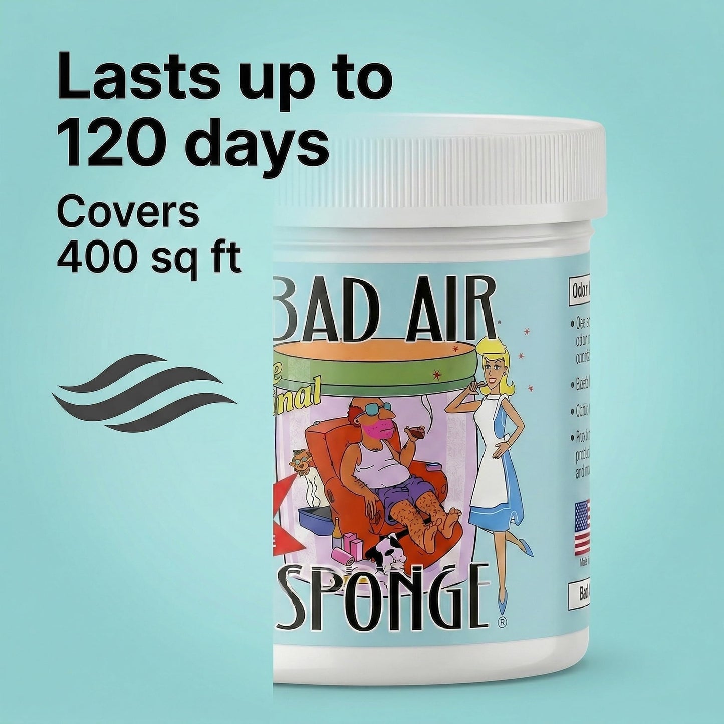 Bad Air Sponge Odor Absorber & Neutralizer, 14 oz - Odor Eliminator for Home, Pets, Smoke, Cooking, Trash, Mold & Musty Smells - Original Non-Toxic