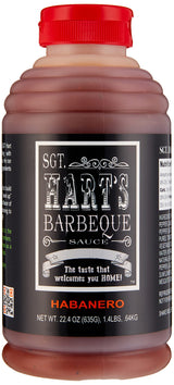 SGT. Hart’s Habanero BBQ Sauce, Spicy Smoky Flavor, 22.04 OZ Bottle, Premium Small Batch Barbecue Sauce for Wings, Chicken, Beef, Pork, Seafood