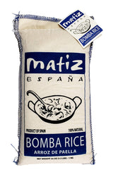 Matiz España Bomba Paella Rice from Spain (2.2 lbs.) Firm, Natural Spanish Grain | Round, Medium Short | Risotto and Arrow Negro | Gluten Free (2 bags)