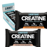 JiMMYBAR! Creatine Protein Bar Variety Pack, Chocolate Peanut Butter & Fudge Brownie, 20g Protein, 5g Creatine Per Bar, Ready-to-Eat Snack Food Bar