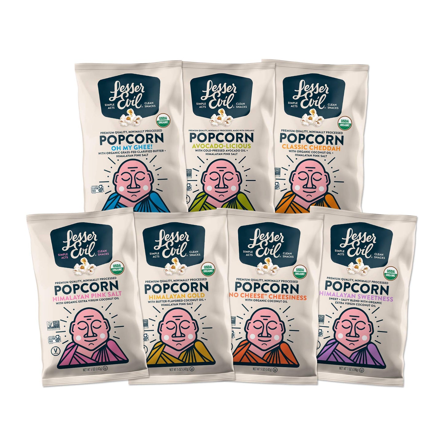 LesserEvil Oh My Ghee! Organic Popcorn, No Artificial Ingredients, Coconut Oil, Pack of 5, 5 oz Bags